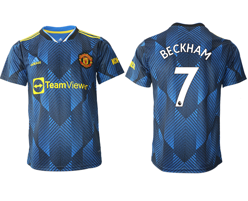 Men 2021-2022 Club Manchester United Second away aaa version blue #7 Soccer Jerseys->real madrid jersey->Soccer Club Jersey